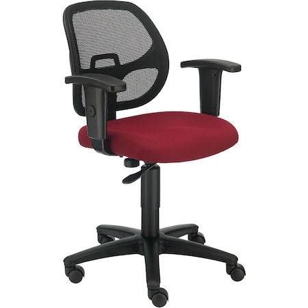 Global Industrial Mesh Back Office Chair with Arms, Fabric, Red 277436RD